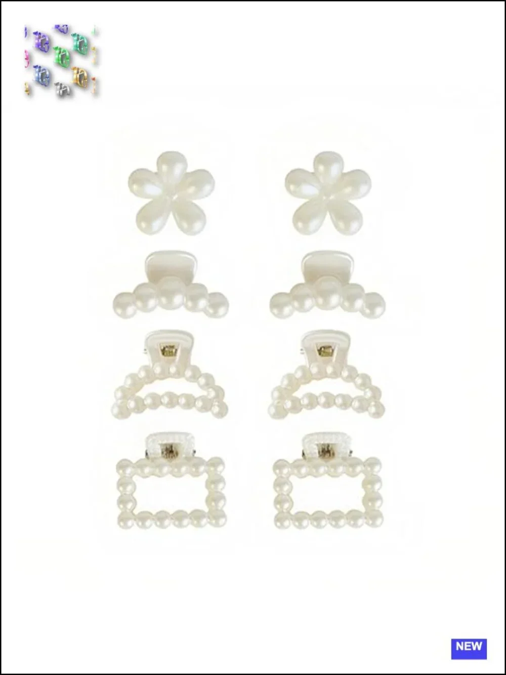 8pcs French Mini Pearl Hair Clips for Women Cute Claw Clips Non Slip Hair
